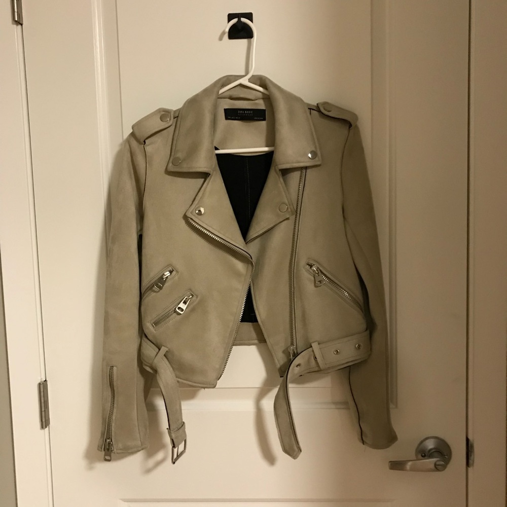 NWOT Zara Suede Cropped Moto Jacket